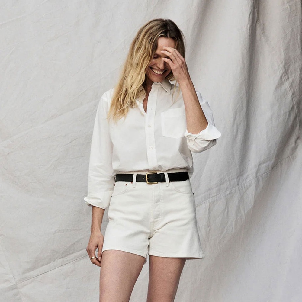 Buck Mason White Jean Shorts